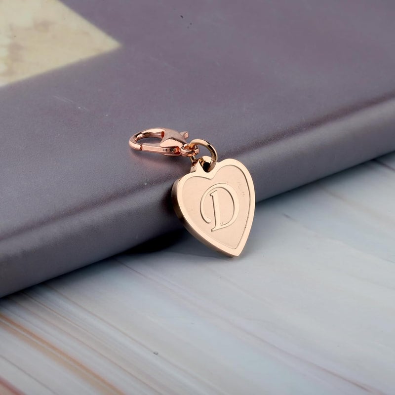 FAADBUK Initial Letter A-Z Alphabet Heart Charms for Jewelry Bracelet Keychain Necklace Initial Stainless steel Clasp Clip on Charm - Image 4